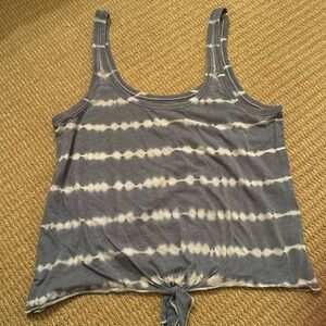 Blue and white tie die chaser tank with tie front